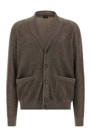 Shawl neck cardigan Brown