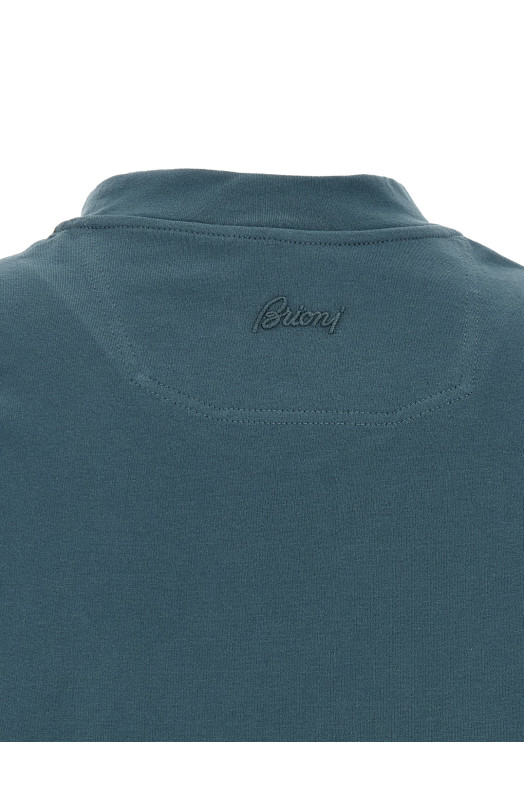 Футболка с вышитым логотипом, синяя BRIONI UJWI0LOE6014444
