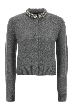Jewel collar cardigan Gray
