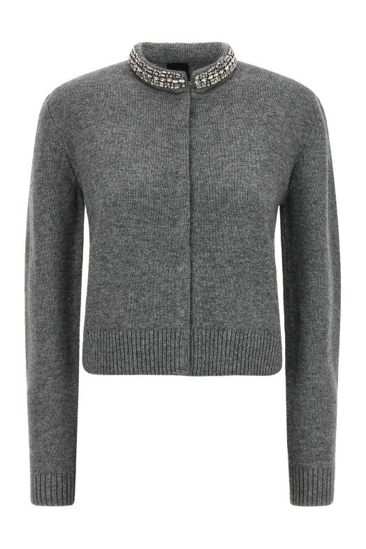 Jewel collar cardigan Gray