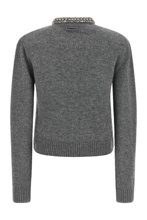 Jewel collar cardigan Gray