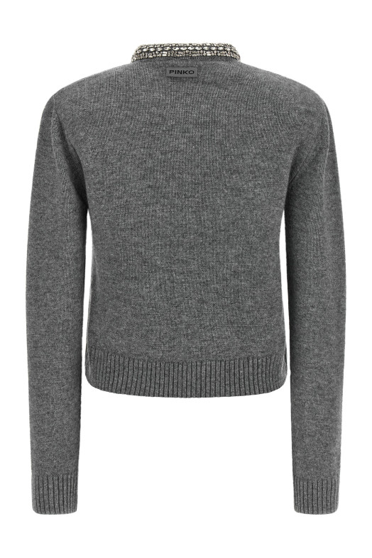 Jewel collar cardigan Gray
