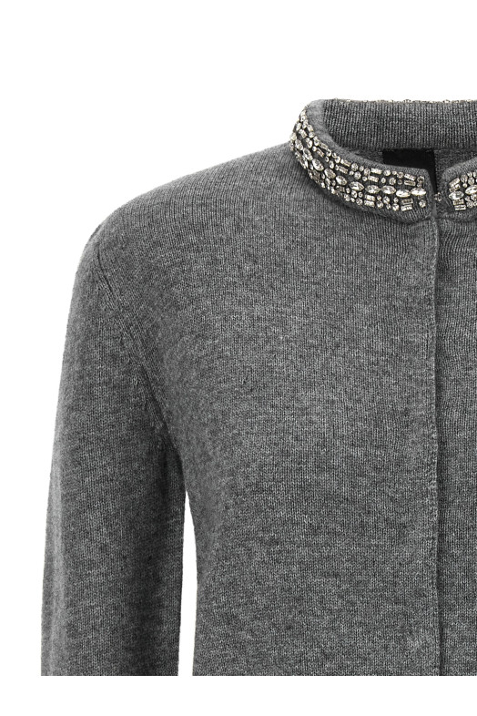 Jewel collar cardigan Gray