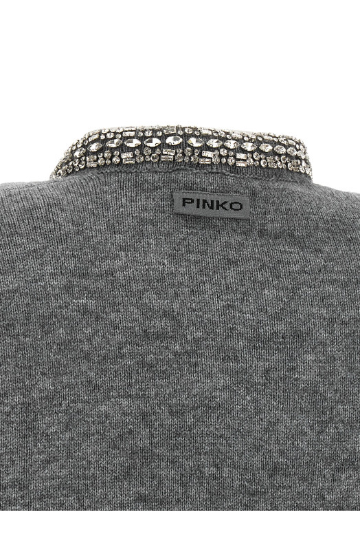 Jewel collar cardigan Gray