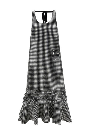 'Crinkled Check Long' dress Black