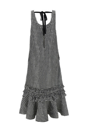'Crinkled Check Long' dress Black