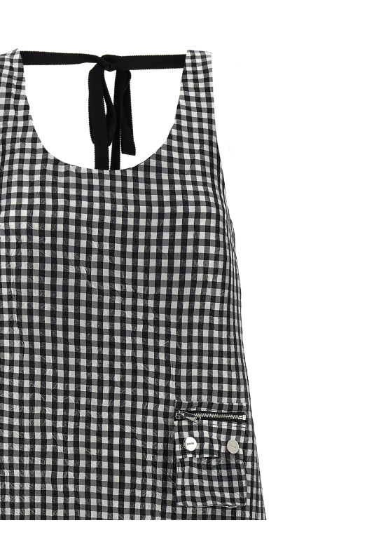 'Crinkled Check Long' dress Black
