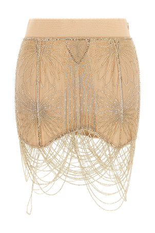 Beads embroidery skirt Pink