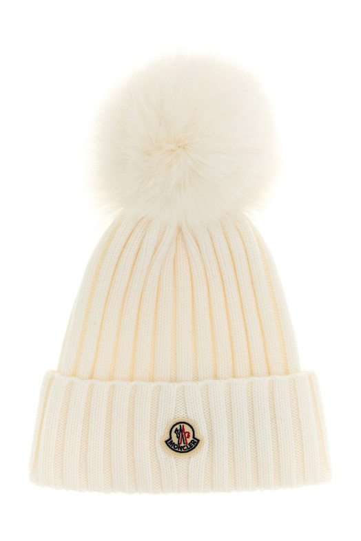 Pompon wool beanie White