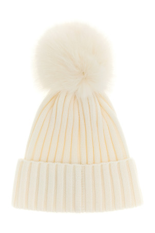 Pompon wool beanie White