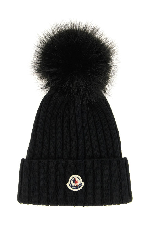 Шерстяная шапка с помпоном, чёрная MONCLER L20933B00039M1131999