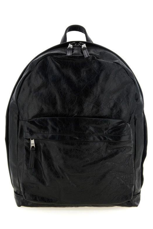 'Eastpack' Leather Backpack Black