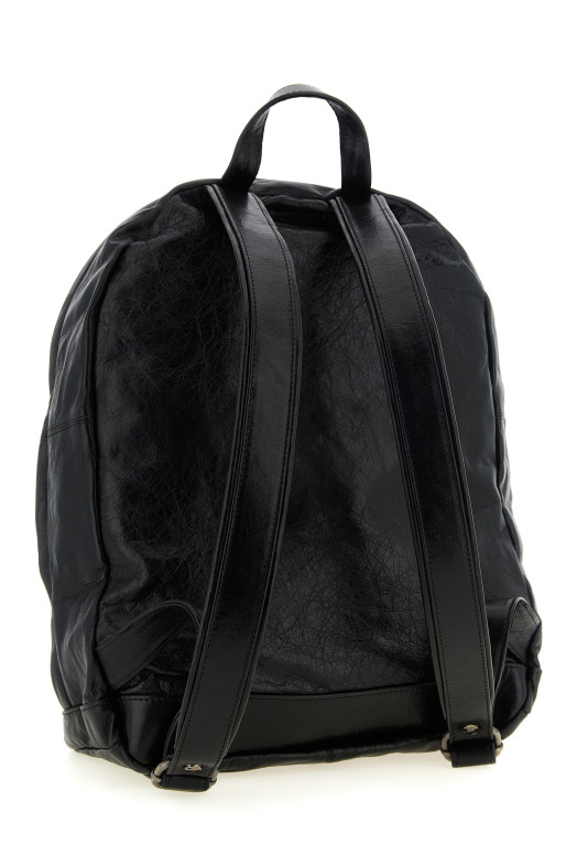 'Eastpack' Leather Backpack Black