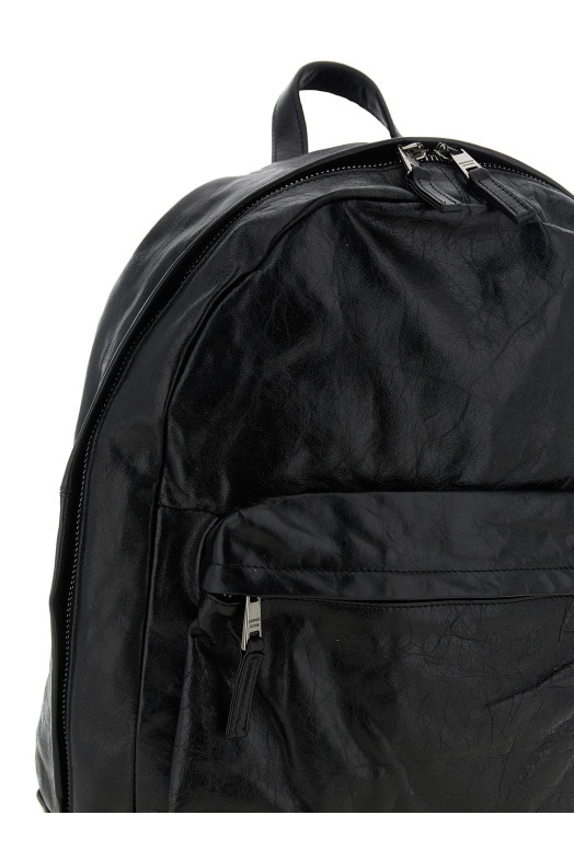 'Eastpack' Leather Backpack Black