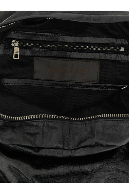'Eastpack' Leather Backpack Black