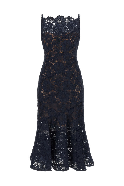 'Spiral lace' lace dress Blue