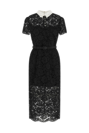 Lace dress with collar Black