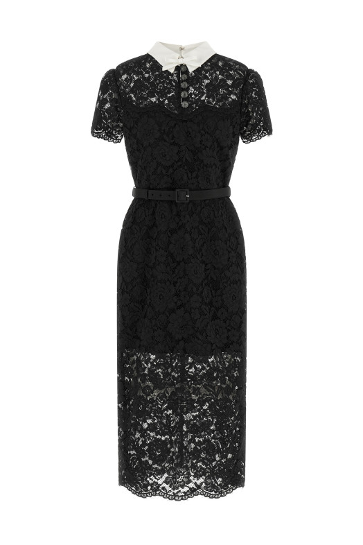 Lace dress with collar Black