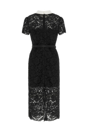 Lace dress with collar Black
