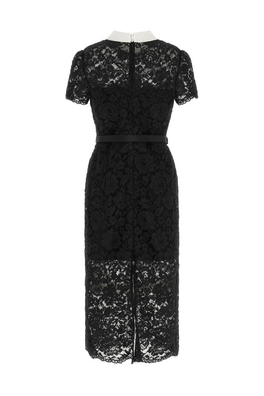 Lace dress with collar Black