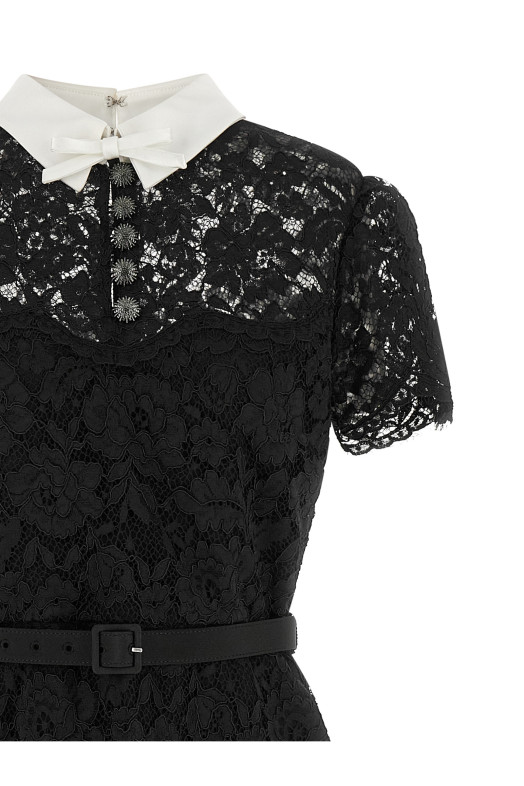 Lace dress with collar Black