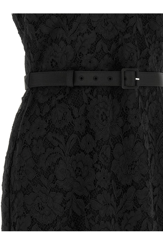Lace dress with collar Black