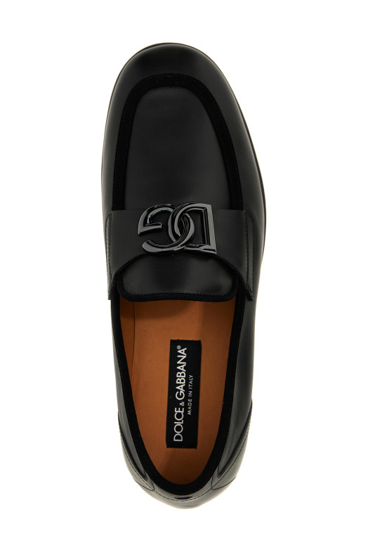 Лоферы с логотипом, черные DOLCE & GABBANA A50462A6O7080999