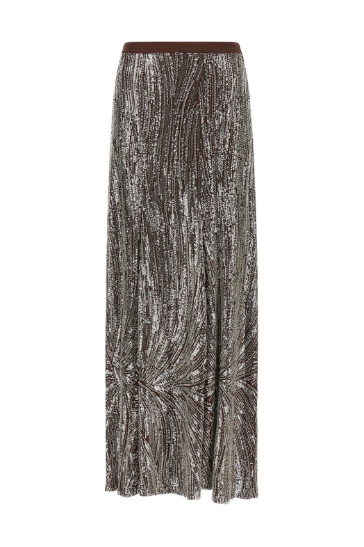 Sequin and pearl skirt Brown