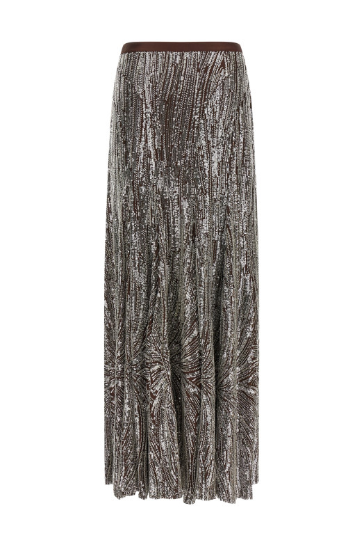 Sequin and pearl skirt Brown