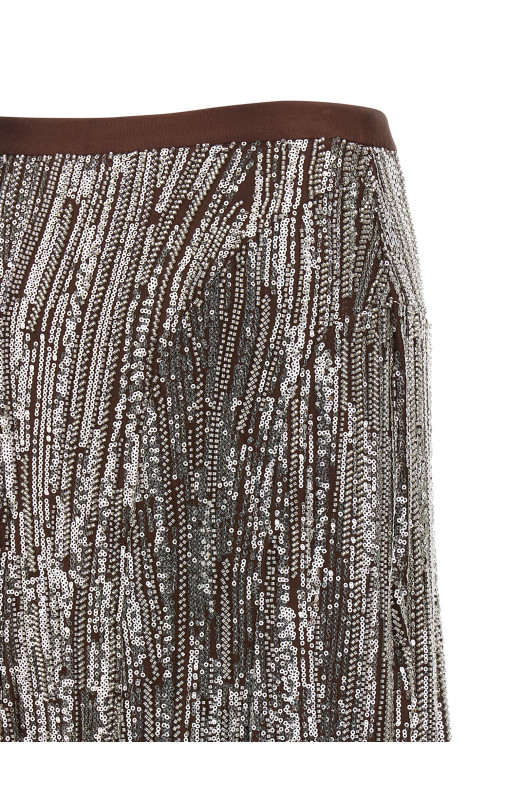 Sequin and pearl skirt Brown