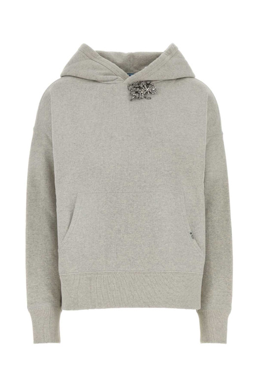 Melange grey cotton oversize sweatshirt PRADA (134734SOOO6103)