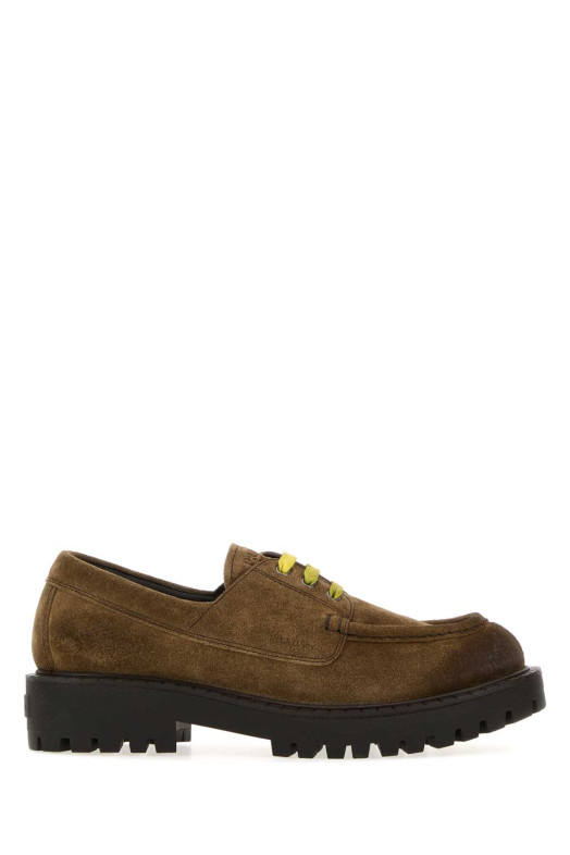 Коричневые замшевые лоферы PRADA (2EE416FG0010B2)