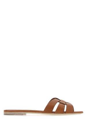 Brown leather Tribute 05 slippers SAINT LAURENT (571952BDA00)