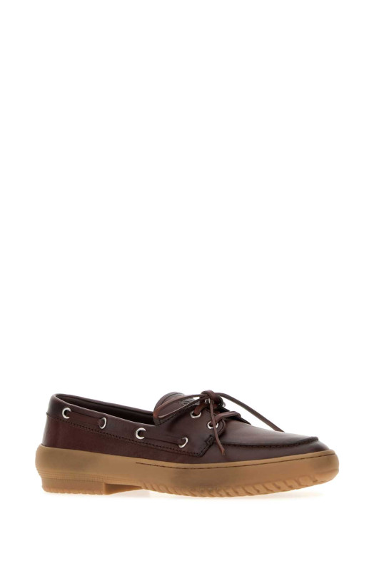 Chocolate leather loafers MIU MIU (5D793EF005070)