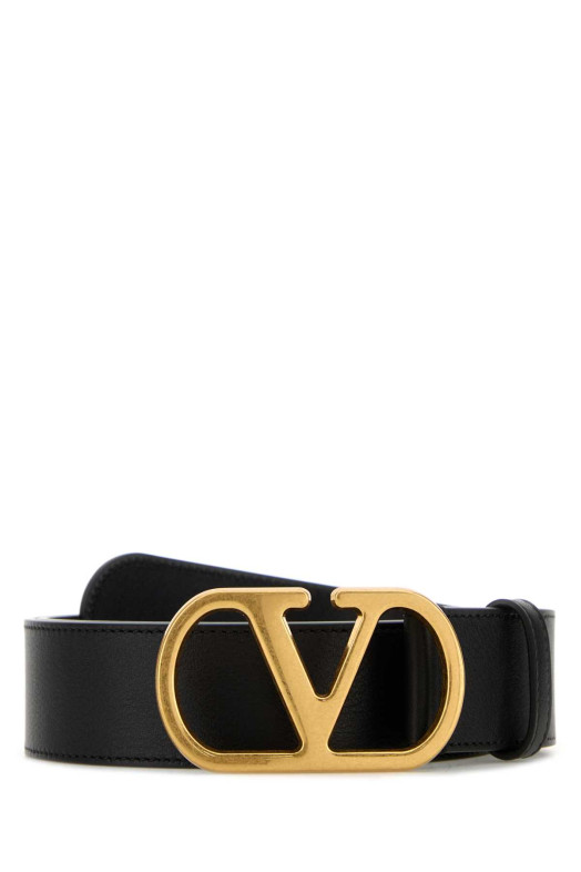Черный кожаный ремень Black VALENTINO GARAVANI (8Y2T0SQ7IYR)