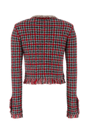 RED CHECK FRAYED KNIT JACKET Red SELF PORTRAIT (AW26146JR)
