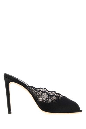 Black satin and lace Brigitte mules Black JIMMY CHOO (BRIGITTEMULE100WAN)