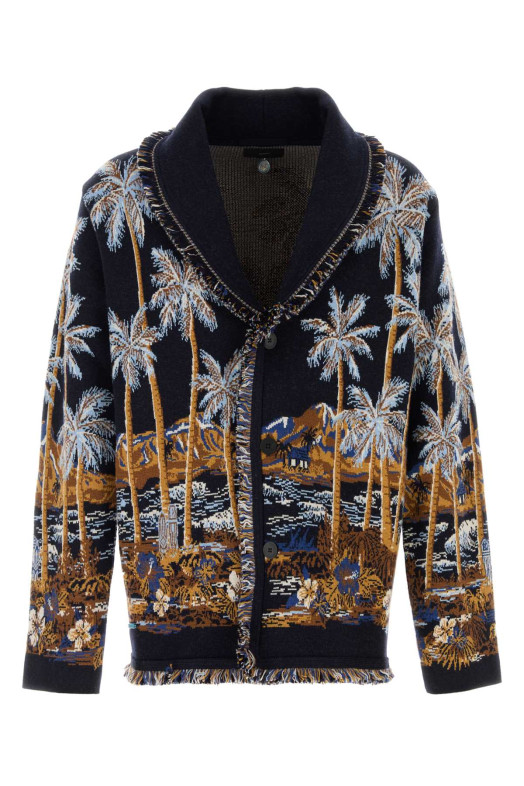 Embroidered wool blend Diamond Head cardigan ALANUI (LMHB039E26KNI0034684)