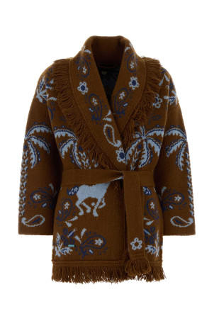Embroidered wool blend Island Roots cardigan ALANUI (LWHB064E26KNI0036442)