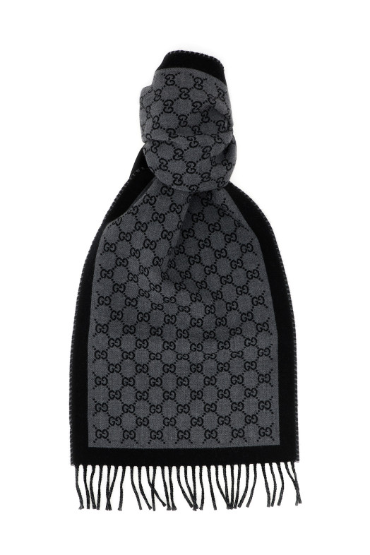 GG жакардовый шарф, серый GUCCI 8355344G2001360