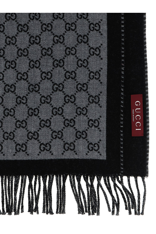GG жакардовый шарф, серый GUCCI 8355344G2001360