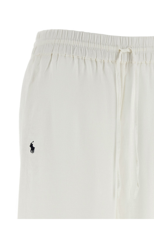 Льняные брюки белого цвета POLO RALPH LAUREN 21664389CREAM