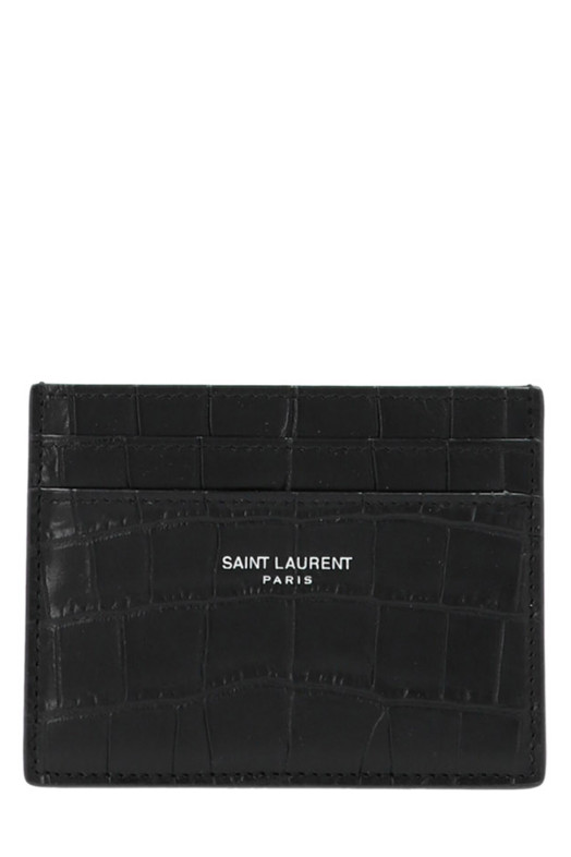 Картодержатель с логотипом, черный SAINT LAURENT 375946DZE0E1000