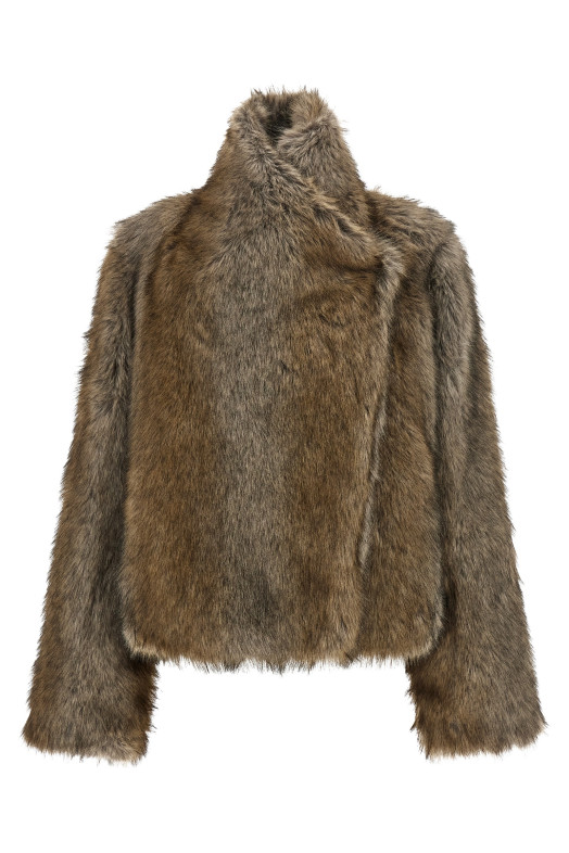'Brigitte First' eco-fur coat Brown