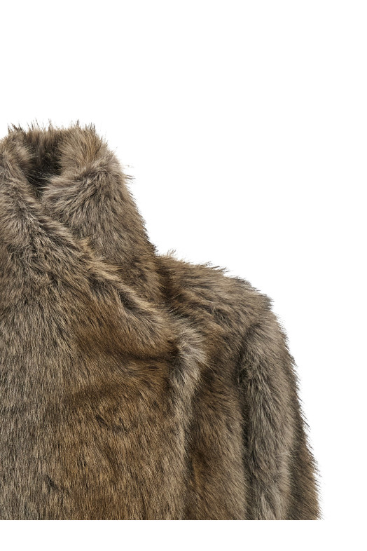 'Brigitte First' eco-fur coat Brown