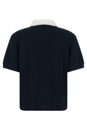Scalloped collar polo shirt Blue