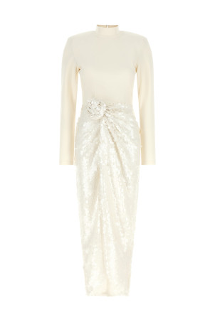 'Knotted' dress with flower White
