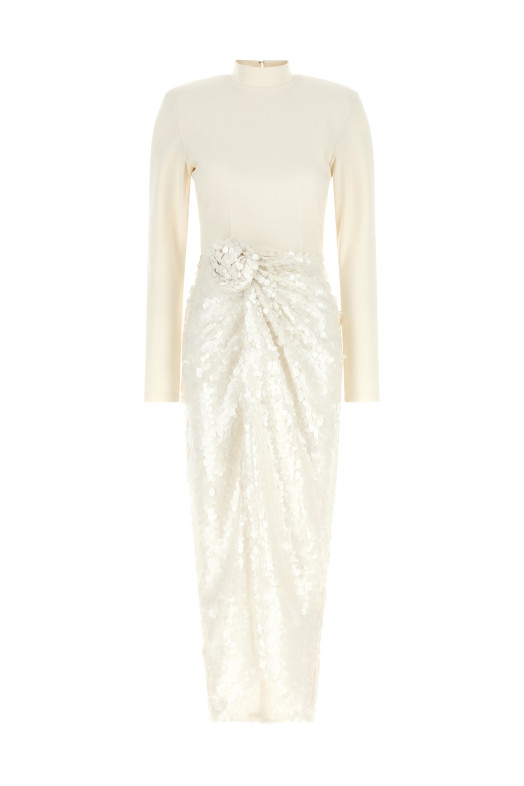 'Knotted' dress with flower White