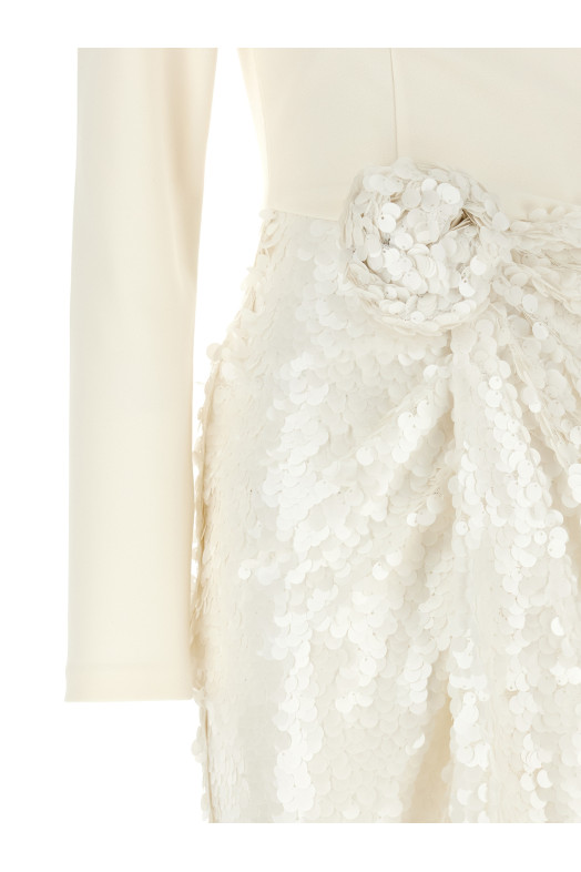 'Knotted' dress with flower White