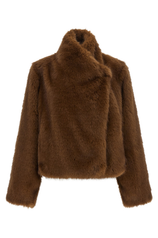 'Farrah First' eco-fur coat Brown